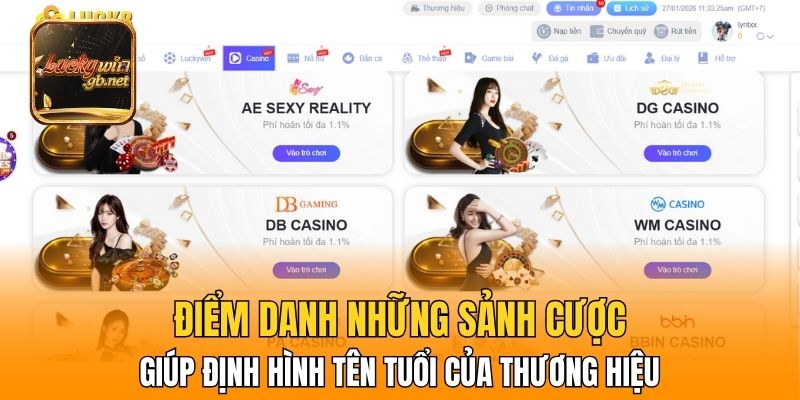 Điểm danh những sảnh cược giúp định hình tên tuổi của thương hiệu